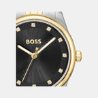 Graceful Precious Women Quartz Black Dial Analog Stainless Steel Watch 1502811