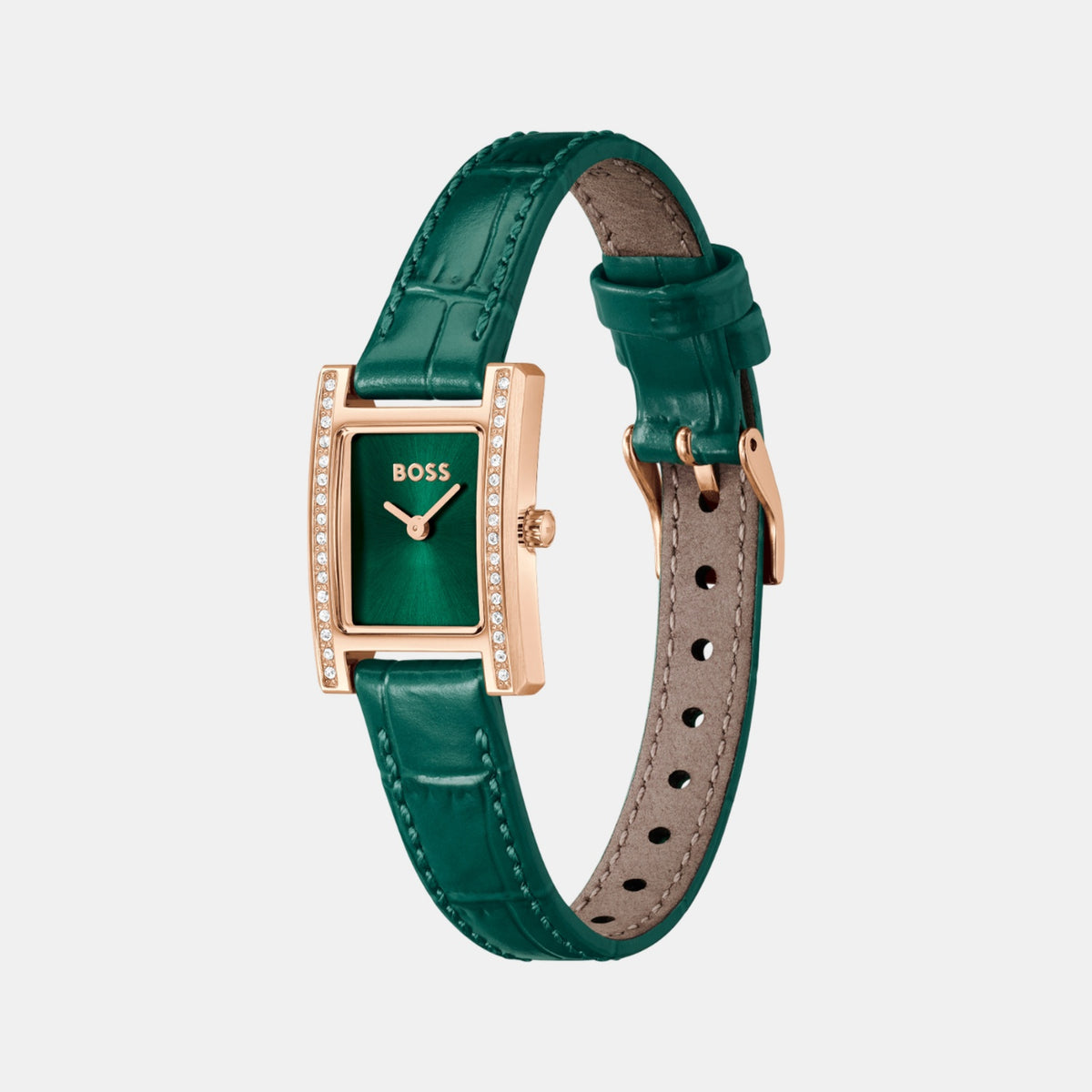 Boss Lucy Precious Women Quartz Green Dial Analog Leather Watch 1502814