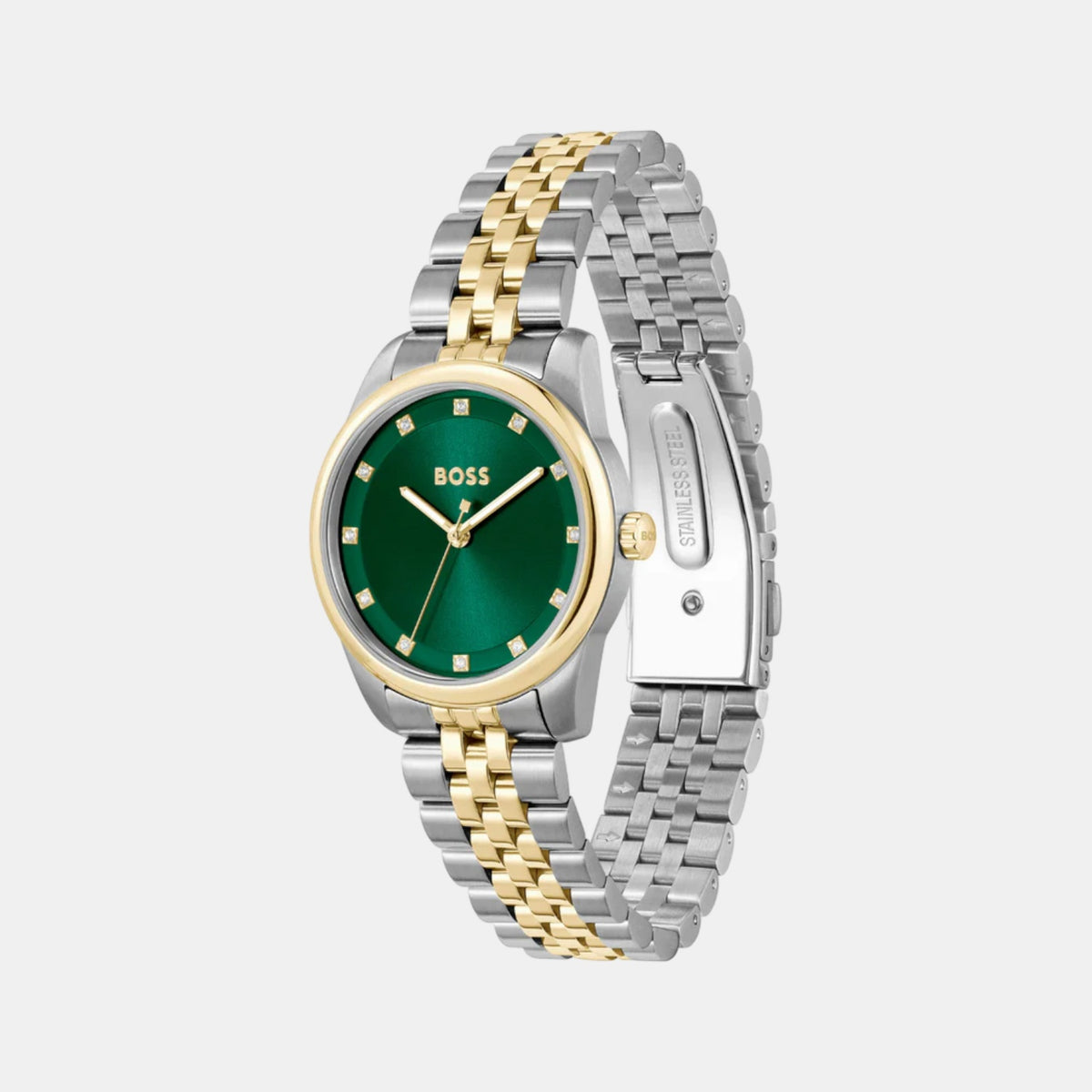 Boss Graceful Women Quartz Green Dial Analog Stainless Steel Watch 1502834