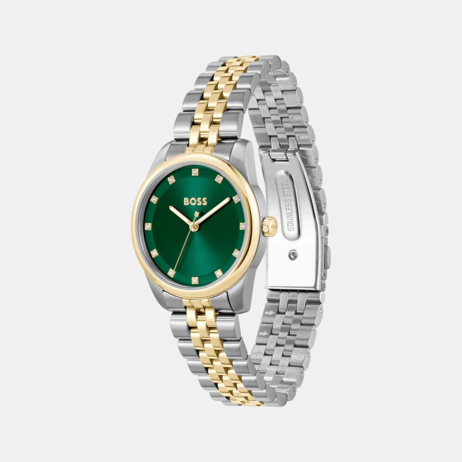 Graceful Precious Women Quartz Green Dial Analog Stainless Steel Watch 1502834