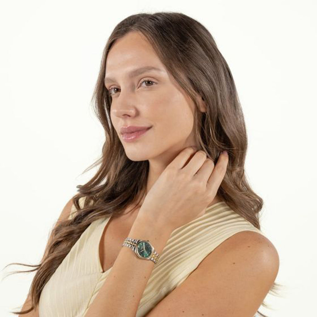 Graceful Mina Women Quartz Green Dial Analog Stainless Steel Watch 1502841