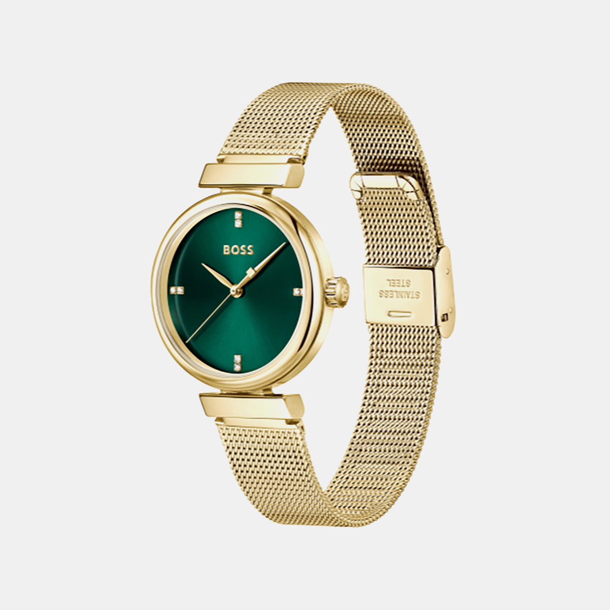 Boss Rosehill Women Quartz Green Dial Analog Mesh Watch 1502855