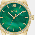 Graceful Precious Women Quartz Green Mother Of Pearl Dial Analog Stainless Steel Watch 1502868
