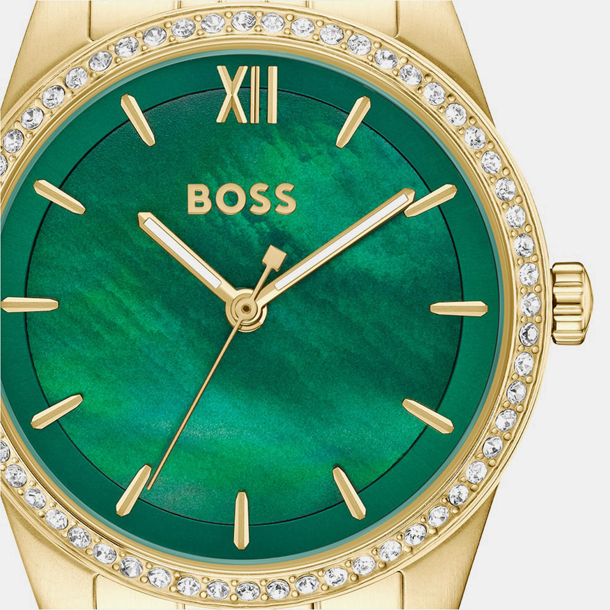 Graceful Precious Women Quartz Green Mother Of Pearl Dial Analog Stainless Steel Watch 1502868