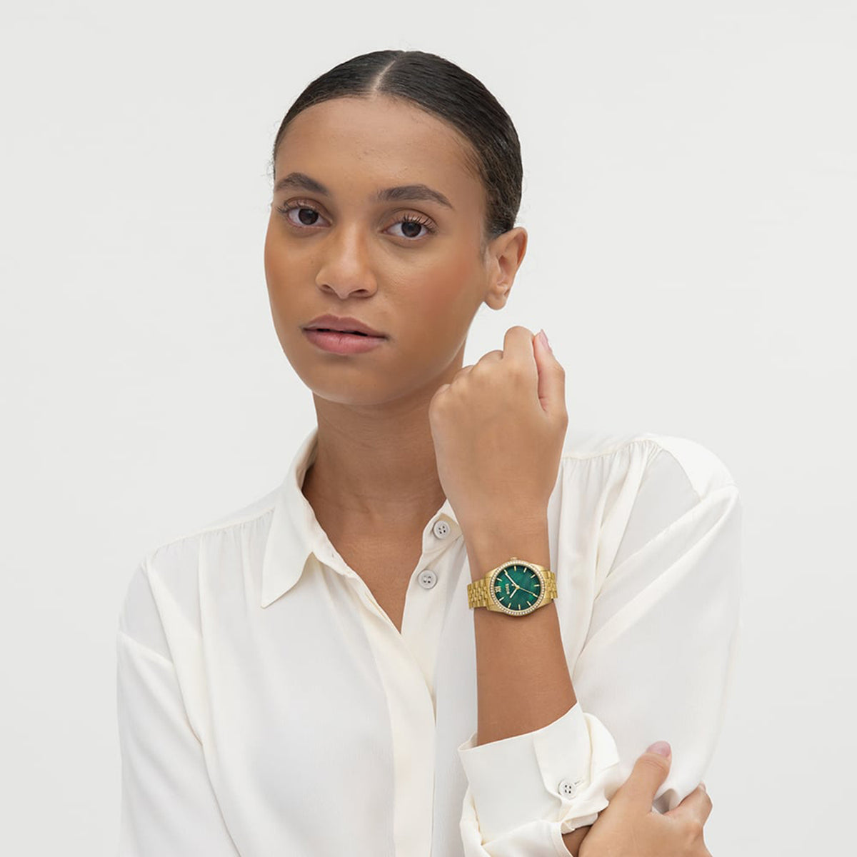 Graceful Precious Women Quartz Green Mother Of Pearl Dial Analog Stainless Steel Watch 1502868