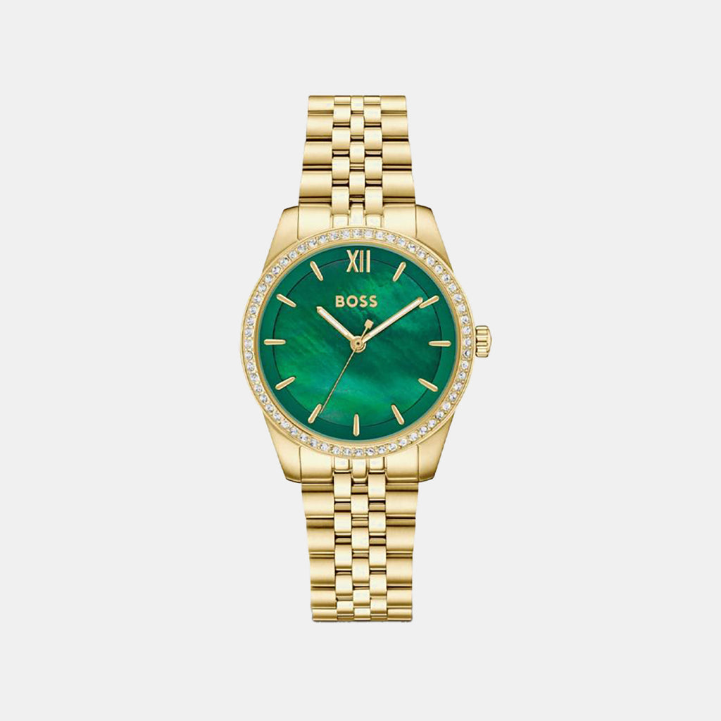 Graceful Precious Women Quartz Green Mother Of Pearl Dial Analog Stainless Steel Watch 1502868