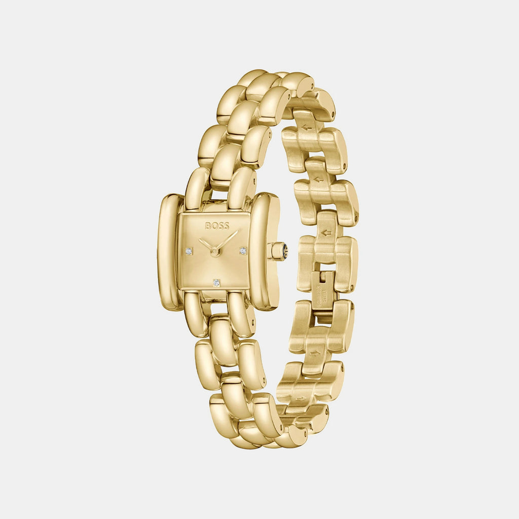 Violet Women Quartz Gold Dial Analog Stainless Steel Watch 1502874