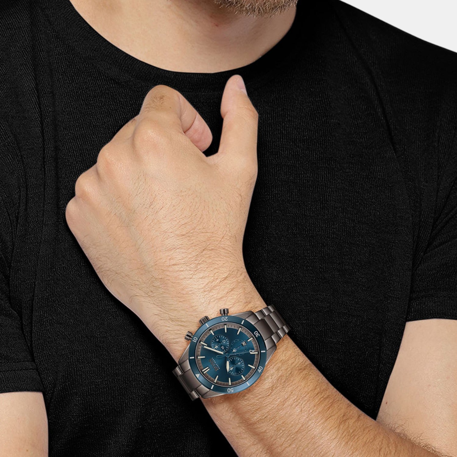 Santiago Men Quartz Blue Dial Chronograph Stainless Steel Watch 1513863