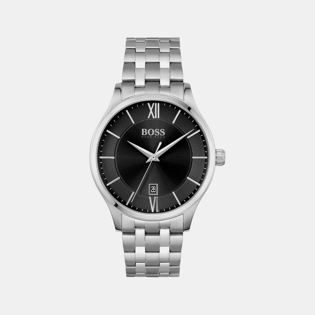 Elite Men Quartz Black Dial Analog Stainless Steel Watch 1513896