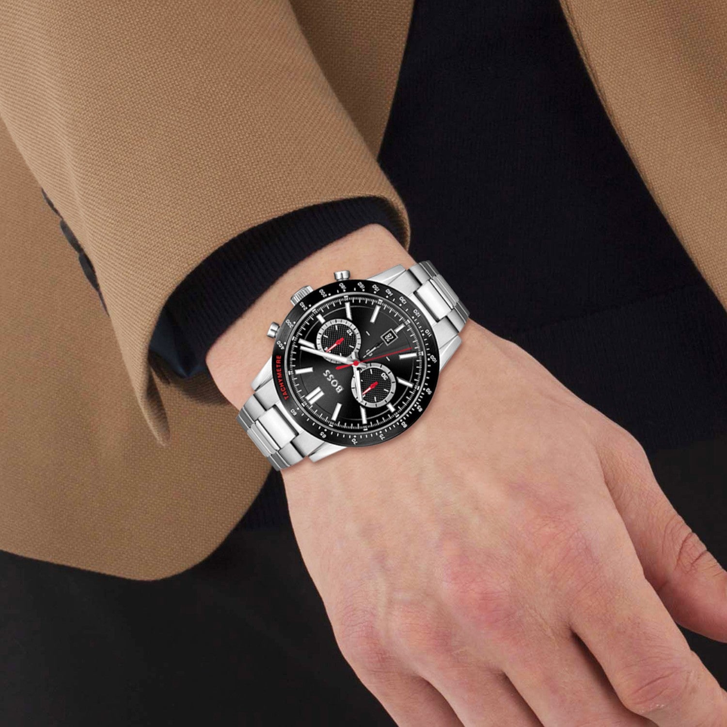 Allure Men Quartz Black Dial Chronograph Stainless Steel Watch 1513922