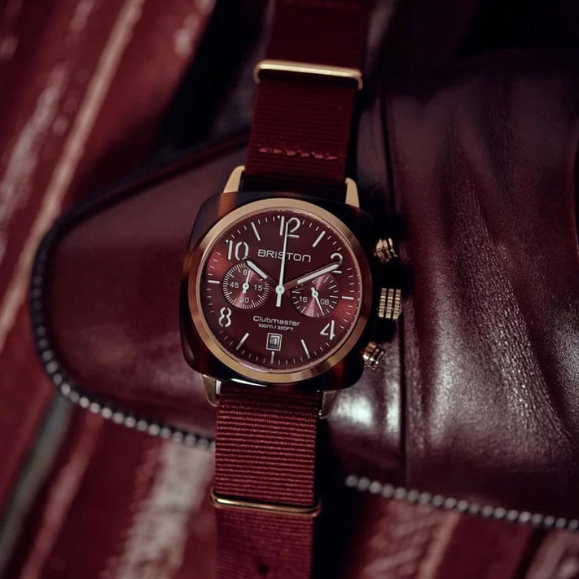 Briston Clubmaster Classic Men Quartz Red Dial Chronograph Nato Watch 15140.PRA.T.8.NBDX-2