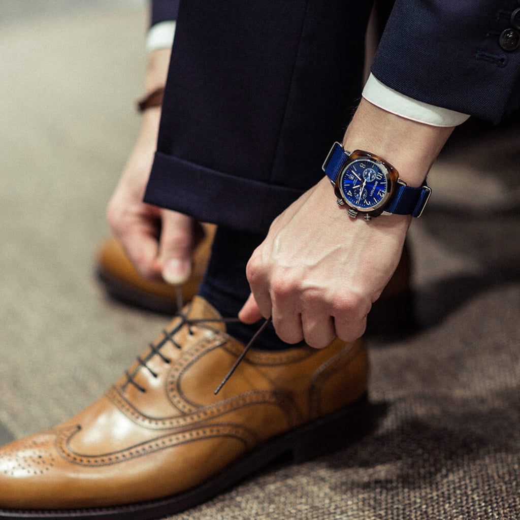 Clubmaster Classic Men Quartz Navy Blue Dial Chronograph NATO Watch 15140.SA.T.9.NNB