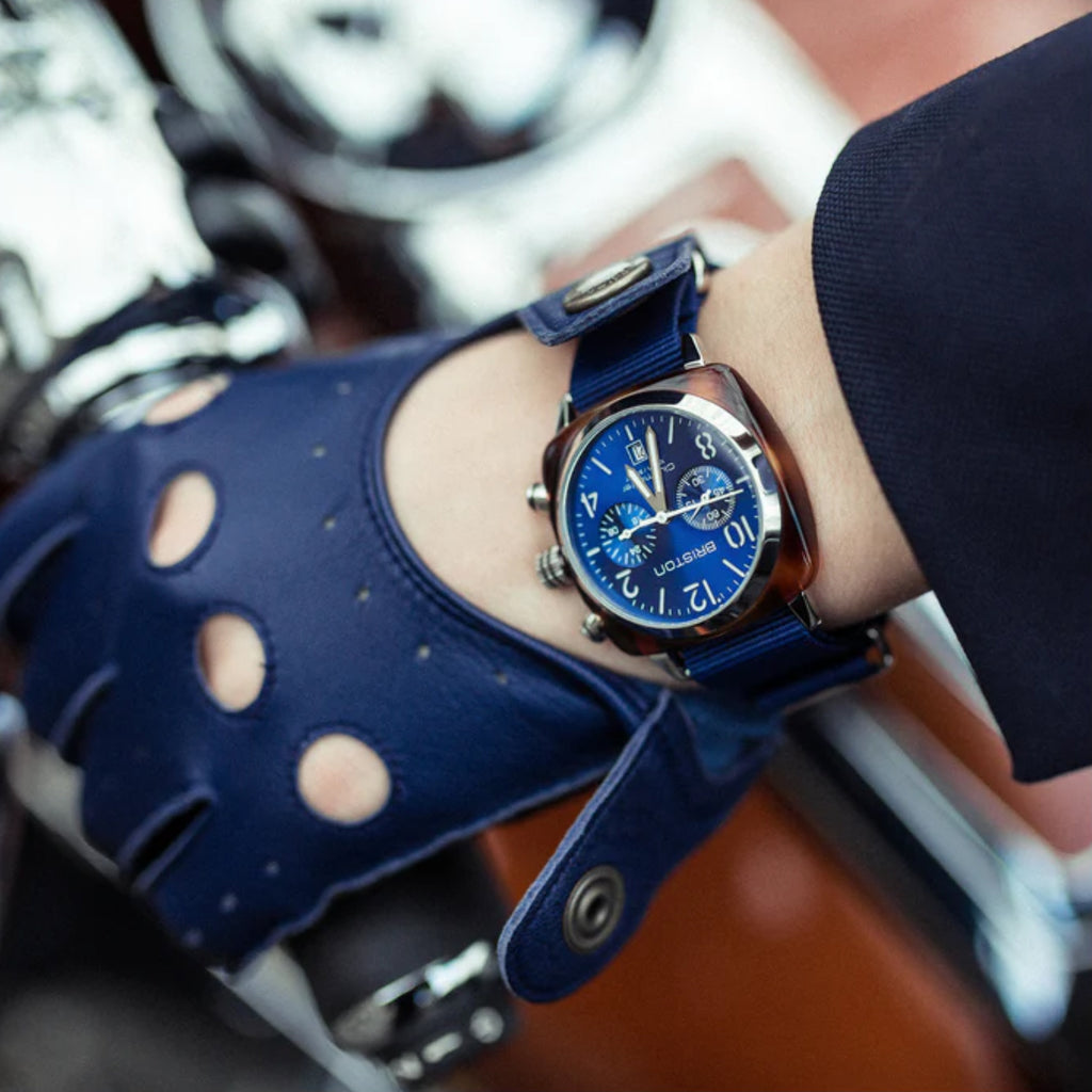 Briston Clubmaster Classic Men Quartz Navy Blue Dial Chronograph Nato Watch 15140.SA.T.9.NNB-2