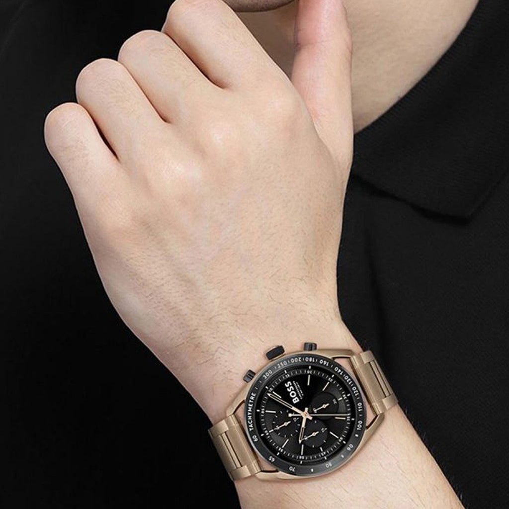 Center Court Men Quartz Black Dial Chronograph Stainless Steel Watch 1514027