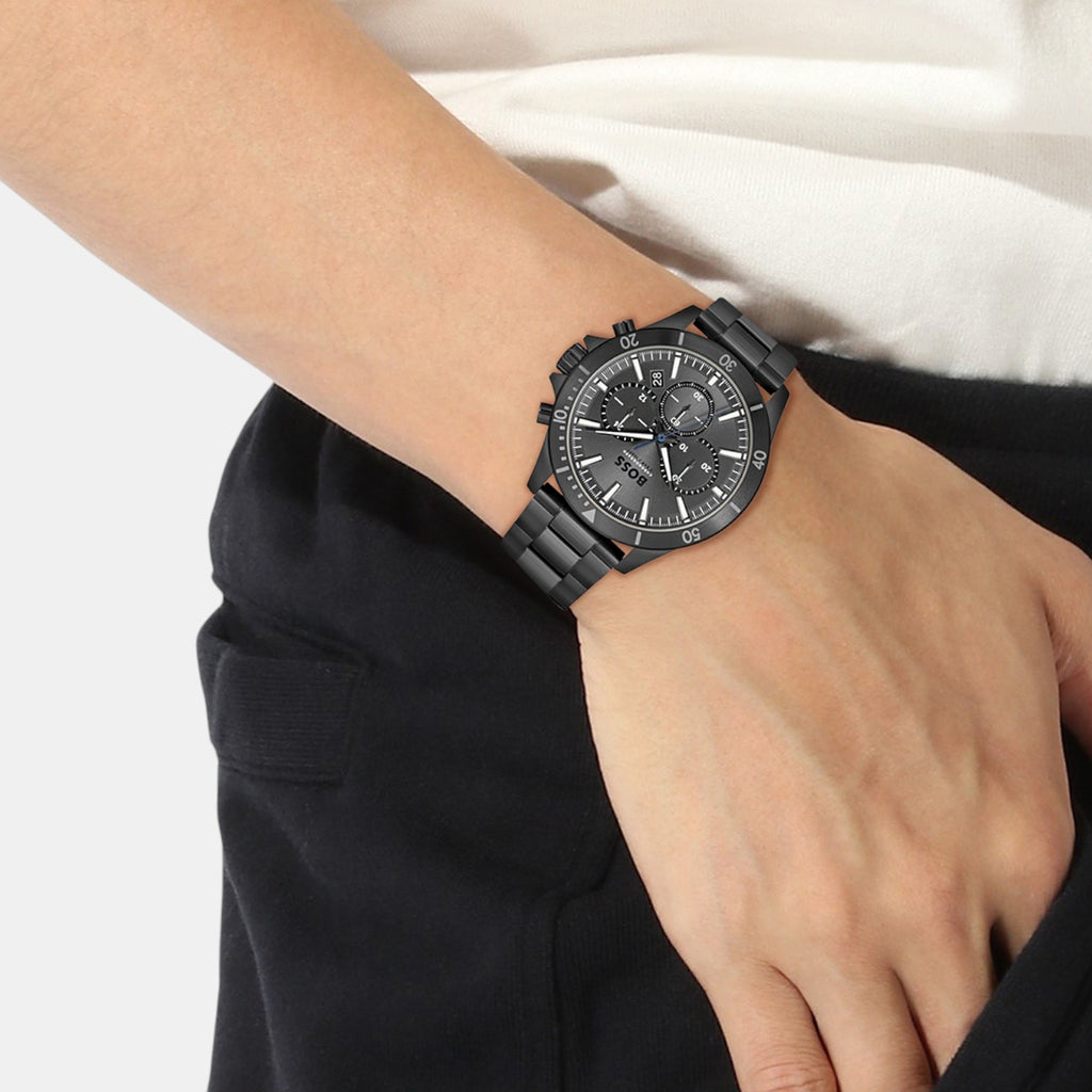 Troper Men Quartz Black Dial Chronograph Stainless Steel Watch 1514058