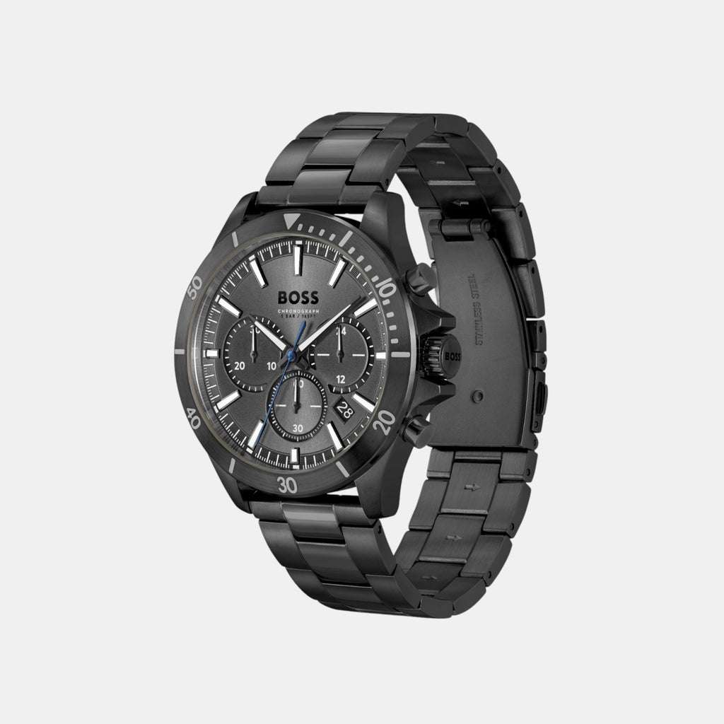 Troper Men Quartz Black Dial Chronograph Stainless Steel Watch 1514058