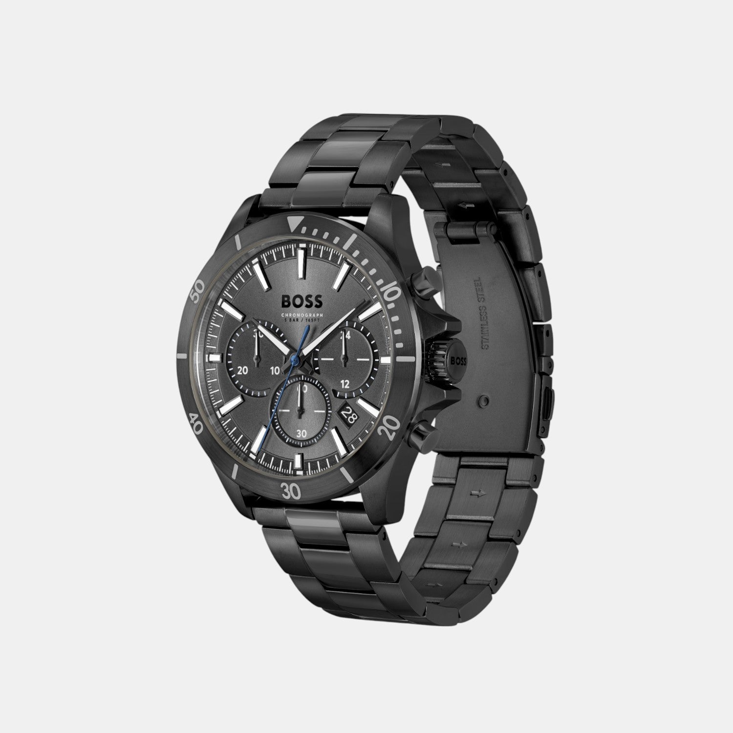 Troper Men Quartz Black Dial Chronograph Stainless Steel Watch 1514058