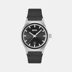 Candor Men Quartz Black Dial Analog Leather Watch 1514075