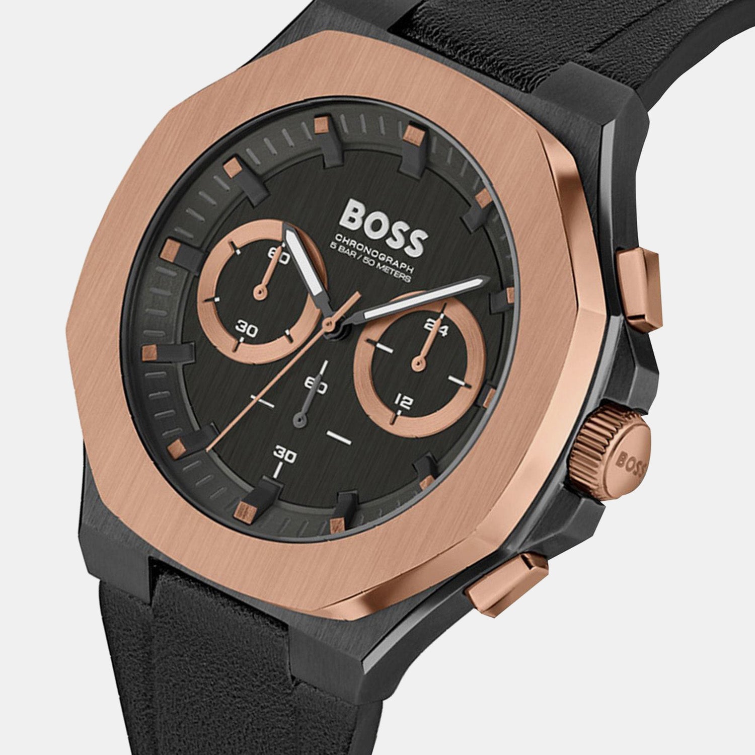 Taper Men Quartz Black Dial Chronograph Leather Watch 1514089