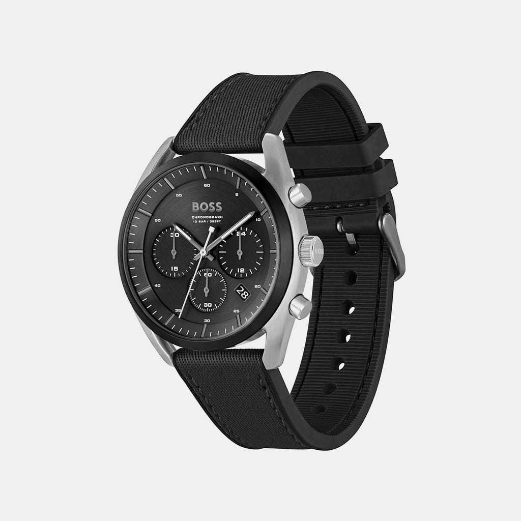 Top Men Quartz Black Dial Chronograph Silicone Watch 1514091