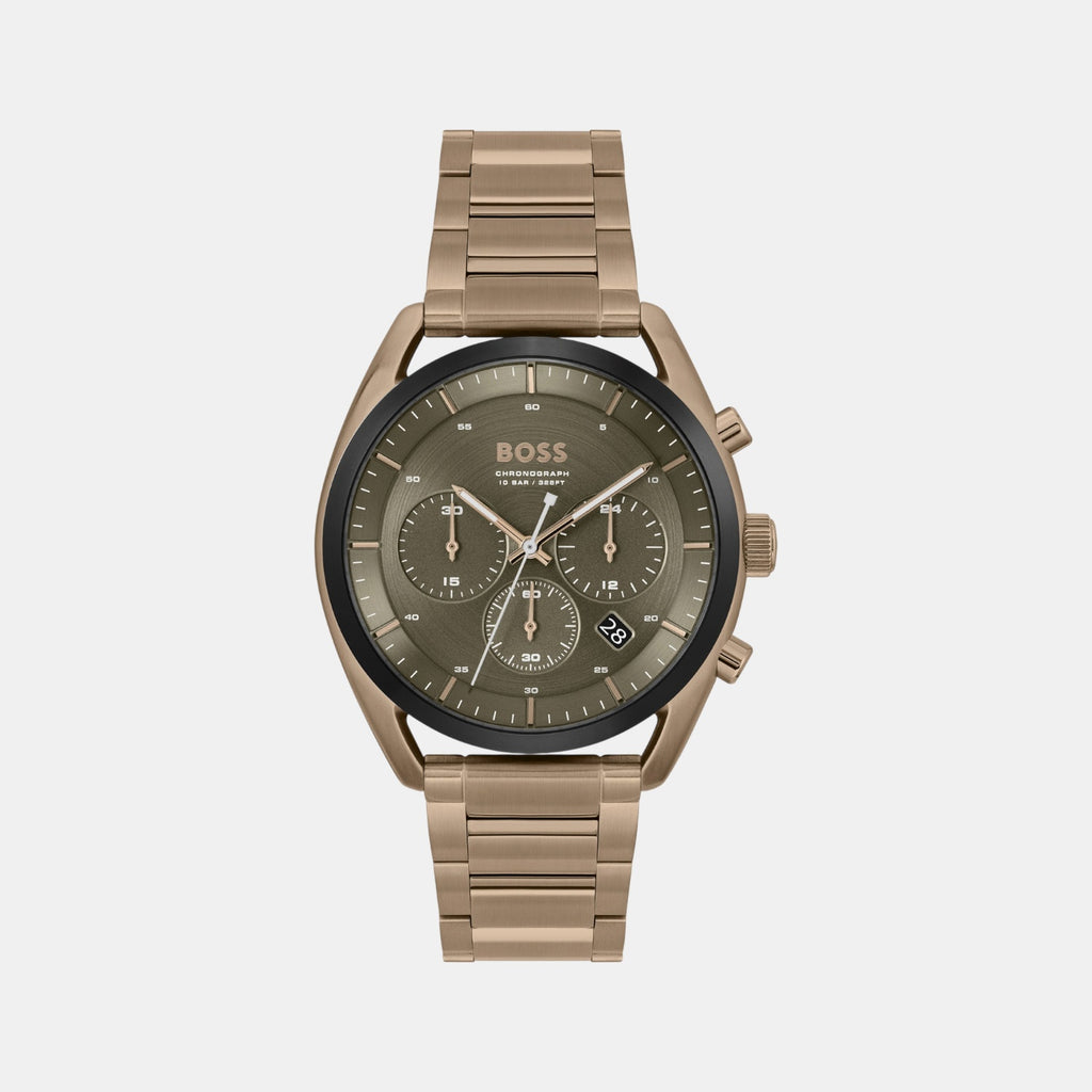 Top Men Quartz Green Dial Chronograph Stainless Steel Watch 1514094