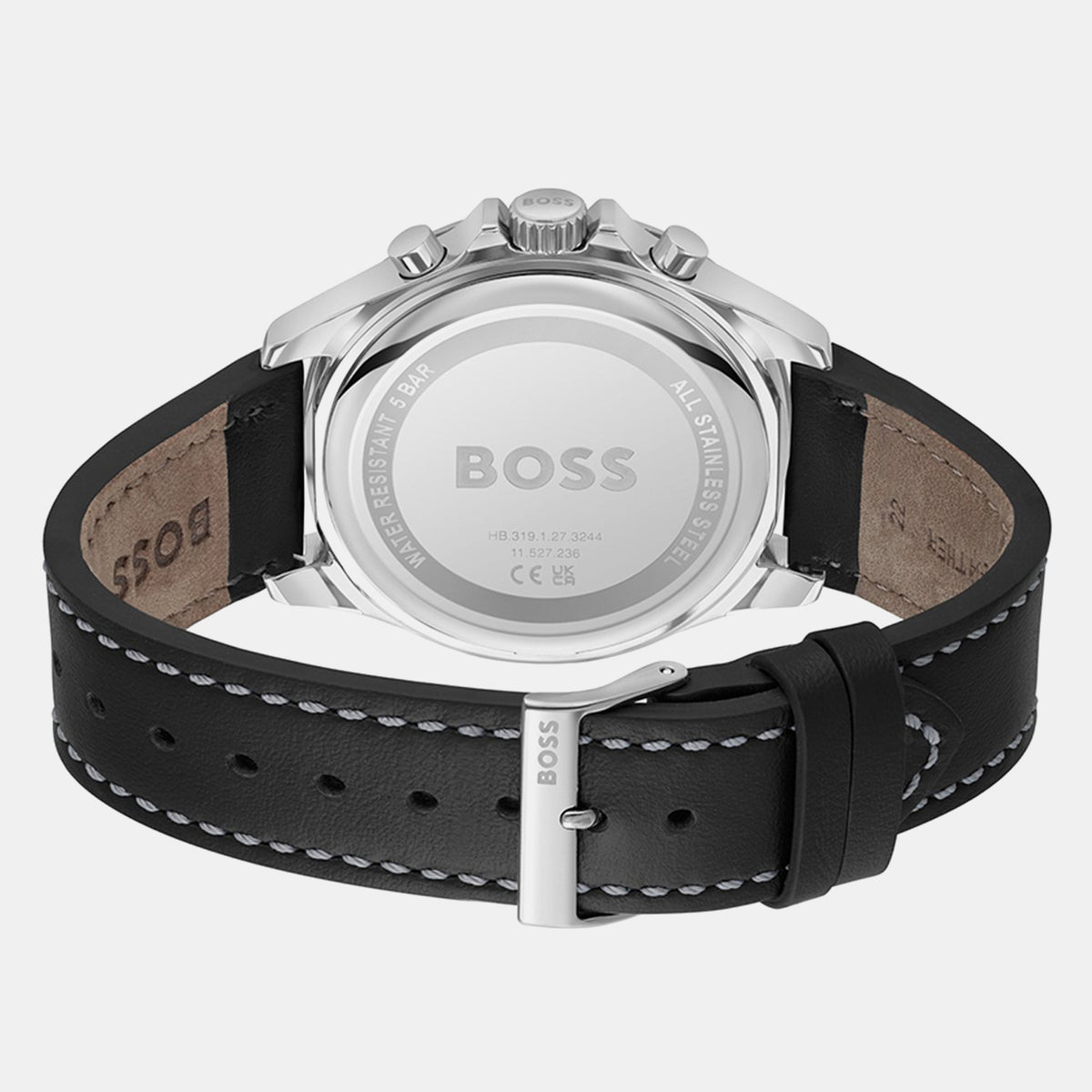 Boss Troper Men Quartz Black Dial Chronograph Leather Watch 1514099