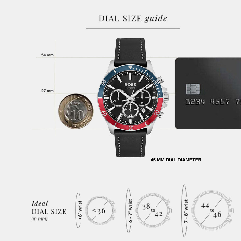 Troper Men Quartz Black Dial Chronograph Leather Watch 1514099