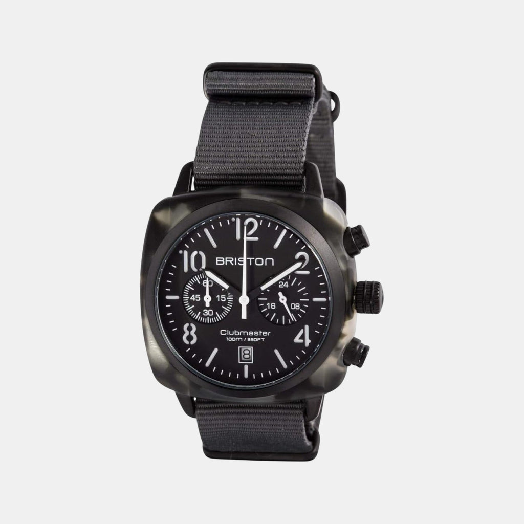 Clubmaster Classic Unisex Quartz Black Matt Dial Chronograph NATO Watch 15140.PBAM.GT.3.NG