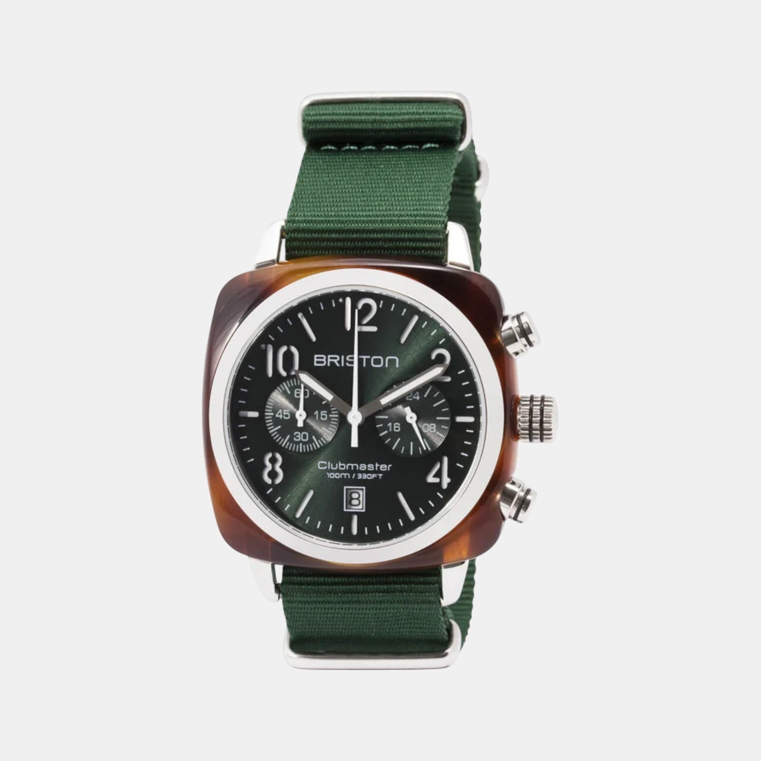 Clubmaster Classic Unisex Quartz Green Dial Chronograph Nato Watch 15140.SA.T.10.NBG