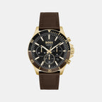 Troper Men Quartz Black Dial Chronograph Leather Watch 1514100