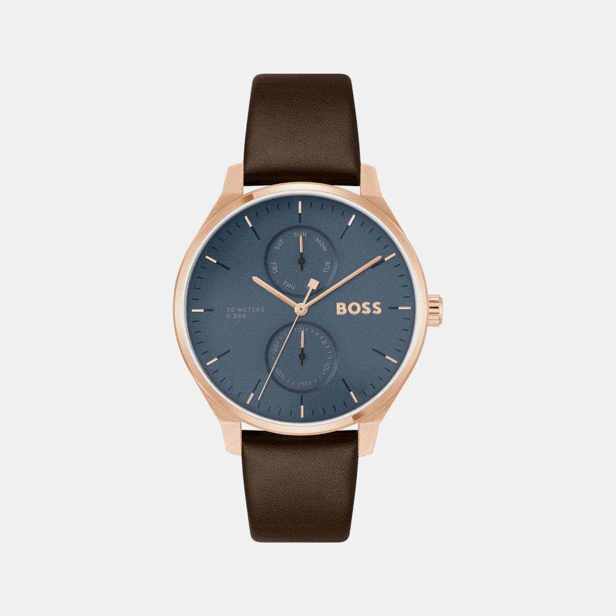 Boss Tyler Men Quartz Blue Dial Multi-Function Leather Watch 1514103