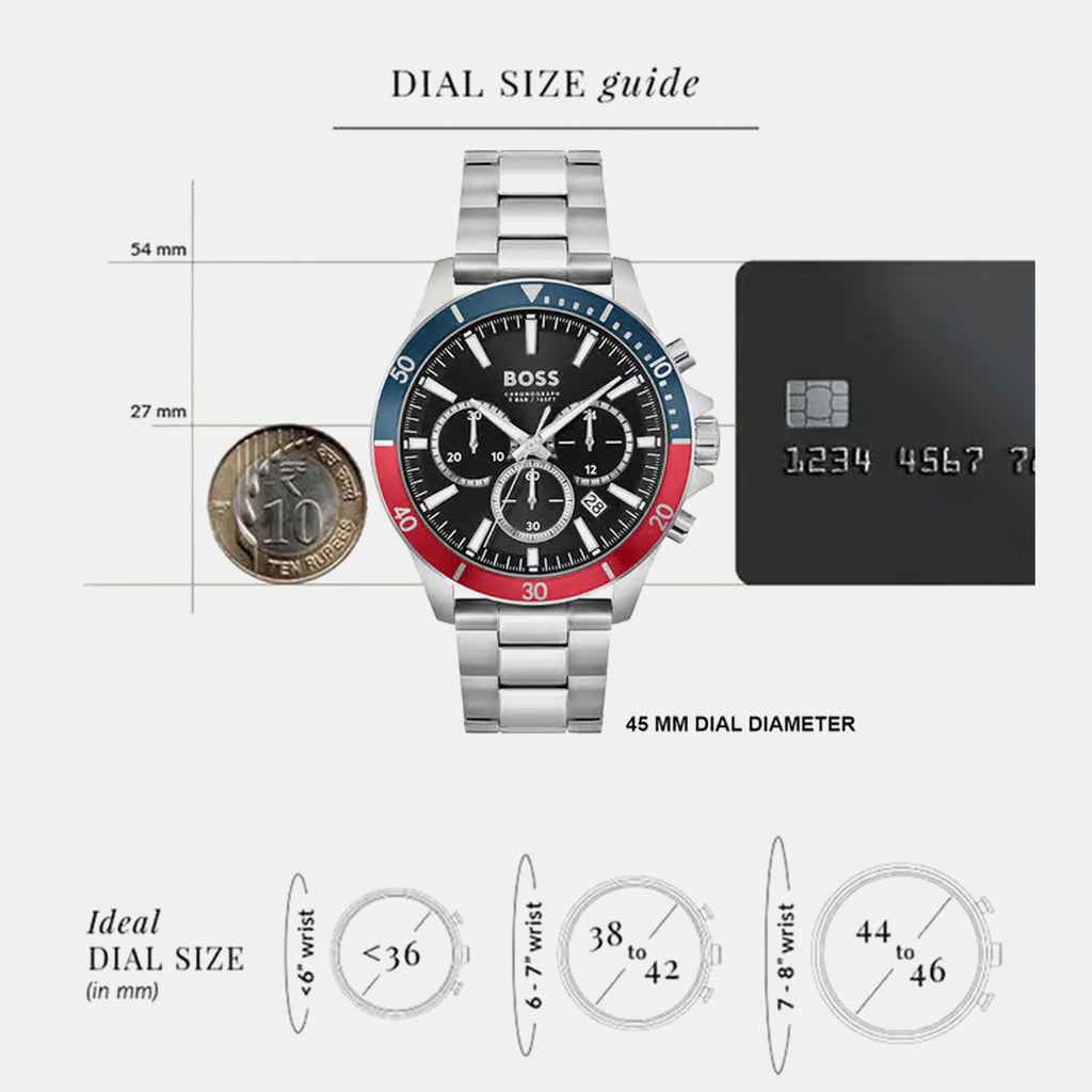 Troper Men Quartz Black Dial Chronograph Stainless Steel Watch 1514108
