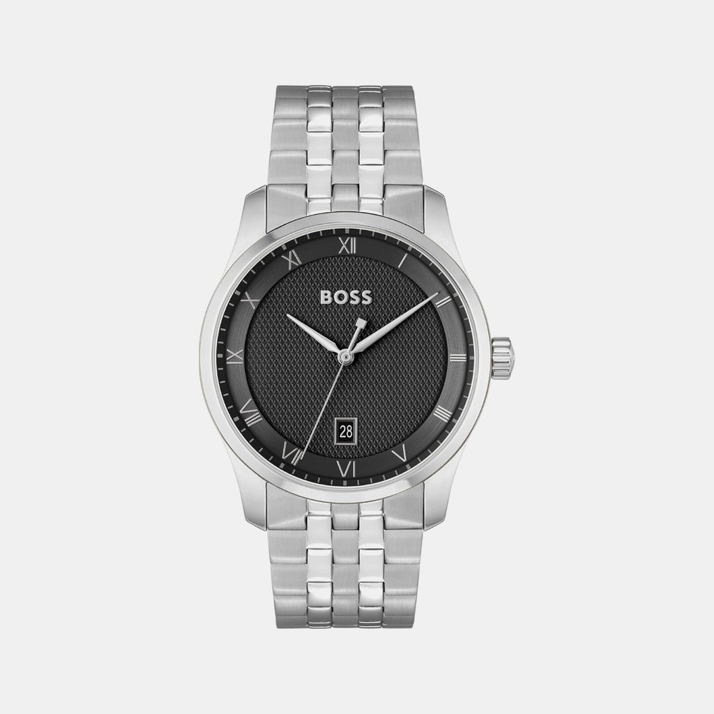 Principle Men Quartz Black Dial Analog Stainless Steel Watch 1514123