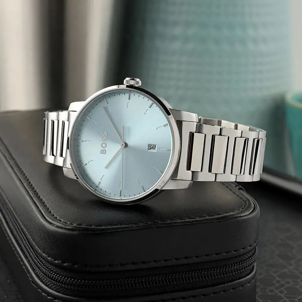 Dean Men Quartz Blue Dial Analog Stainless Steel Watch 1514132