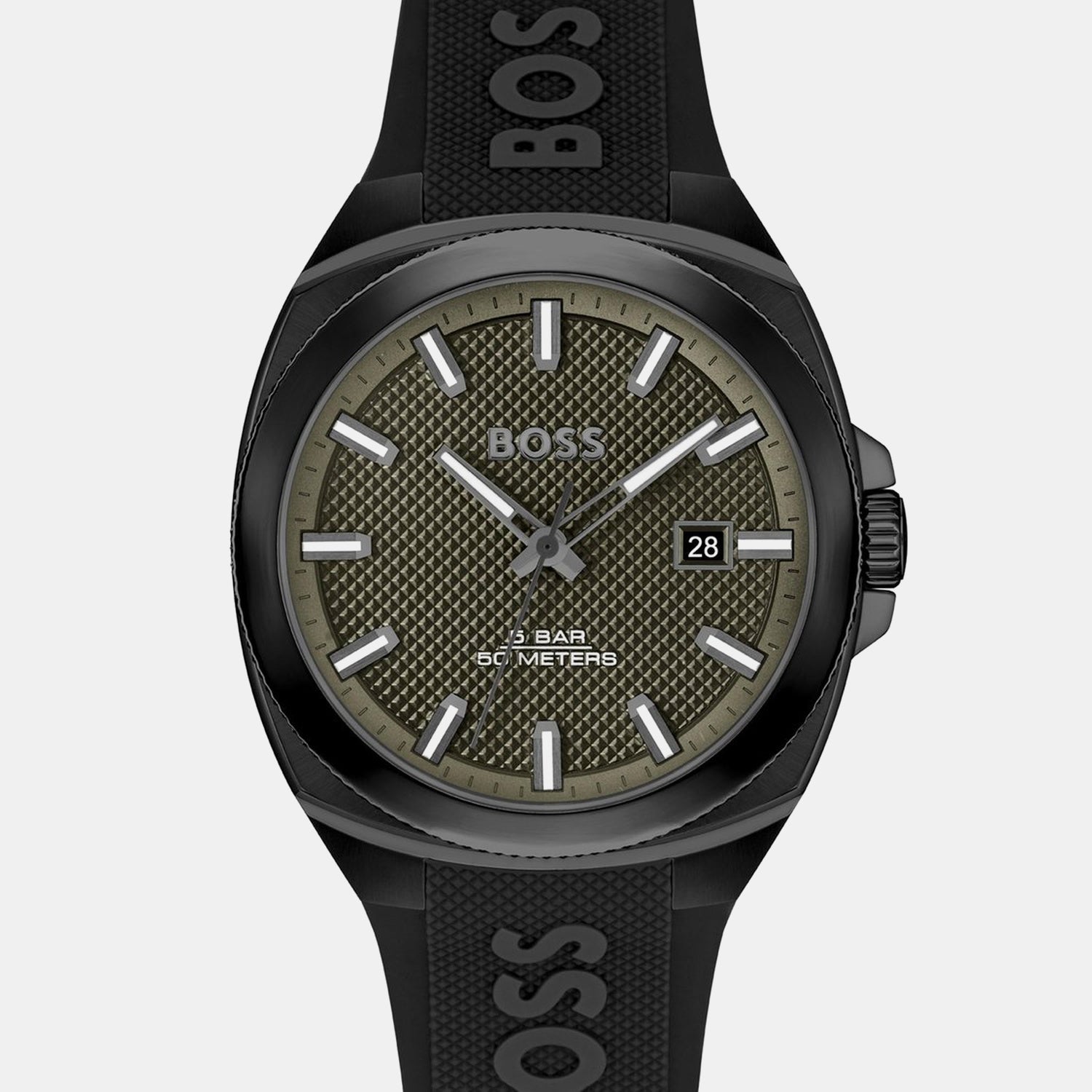 Walker Men Quartz Olive Green Dial Analog Silicone Watch 1514140