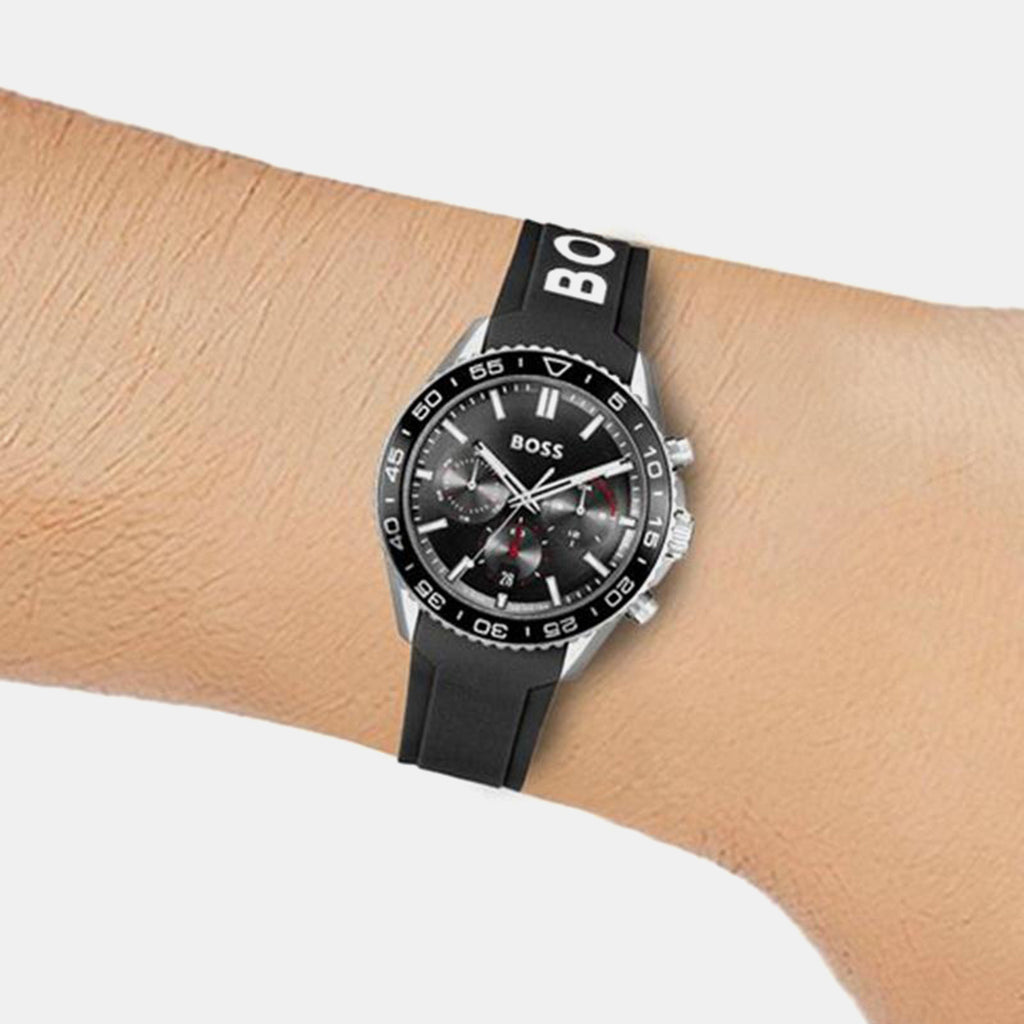 Runner Men Quartz Black Dial Chronograph Silicone Watch 1514141