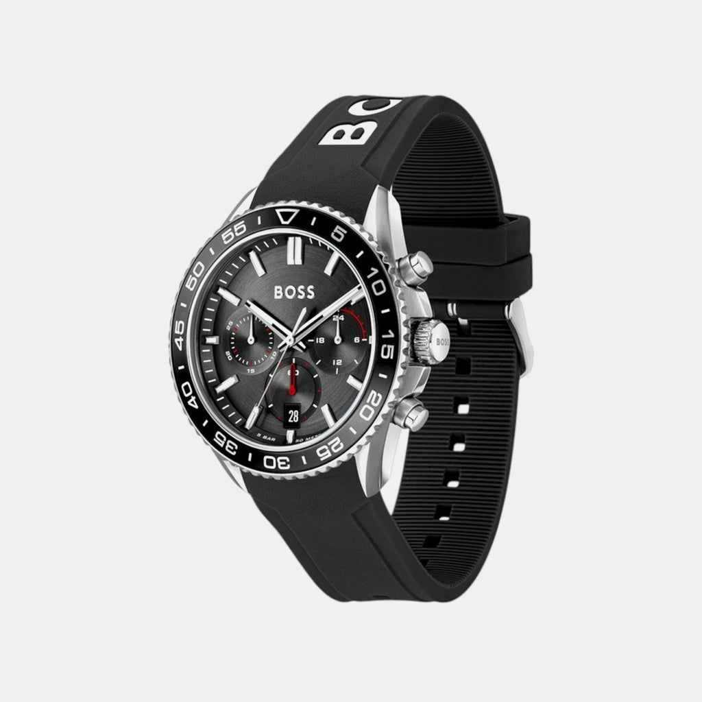 Runner Men Quartz Black Dial Chronograph Silicone Watch 1514141