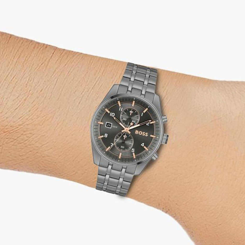 Skytraveller Men Quartz Grey Dial Chronograph Stainless Steel Watch 1514153