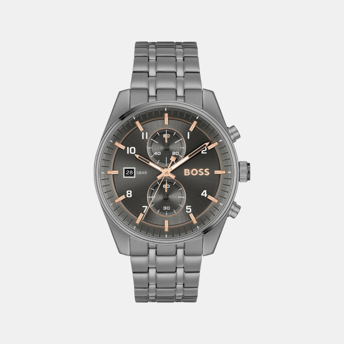 Boss Skytraveller Men Quartz Grey Dial Chronograph Stainless Steel Watch 1514153