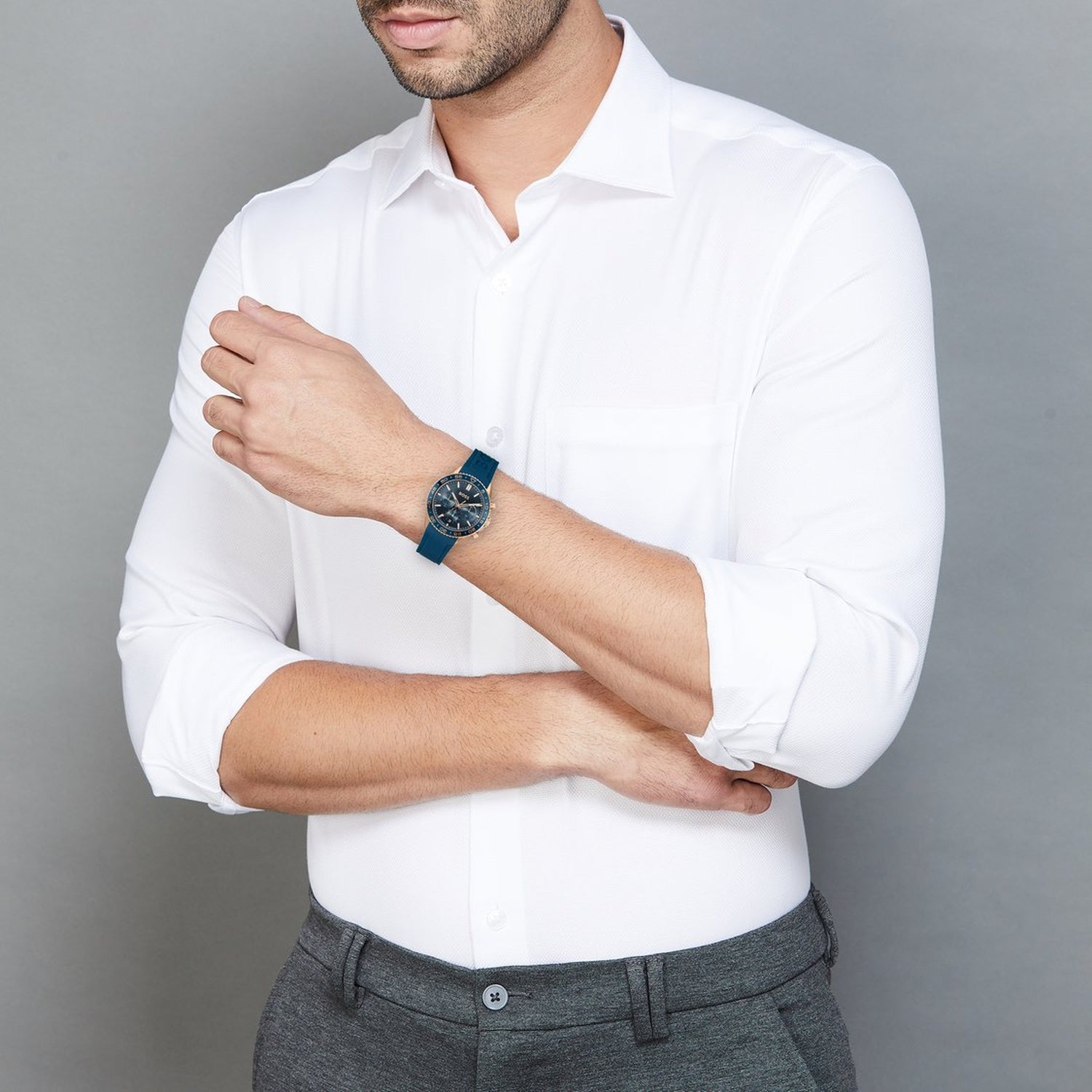 Runner Men Quartz Blue Dial Chronograph Silicone Watch 1514169