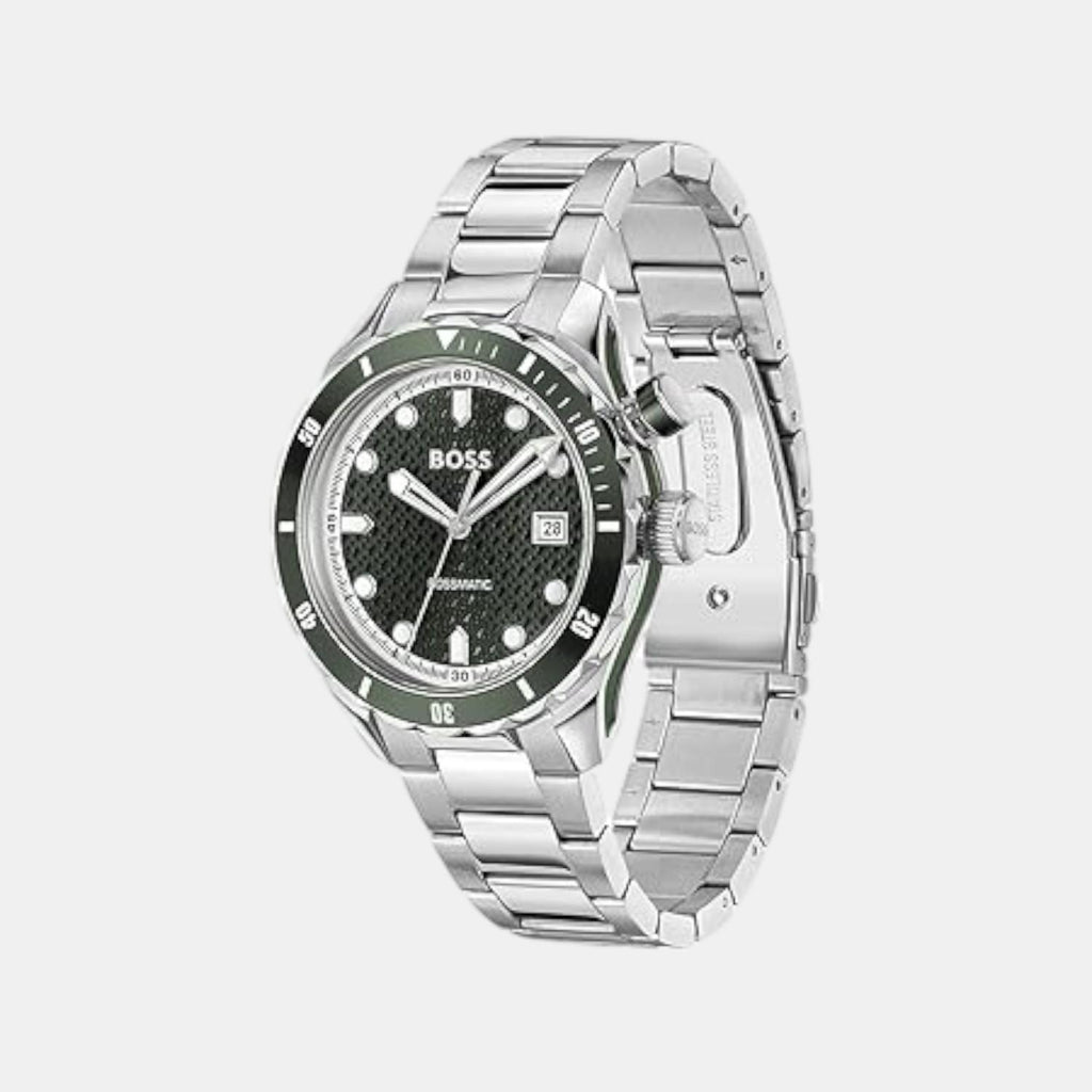 Bossmatic Men Automatic Dark Green Dial Analog Stainless Steel Watch 1514178