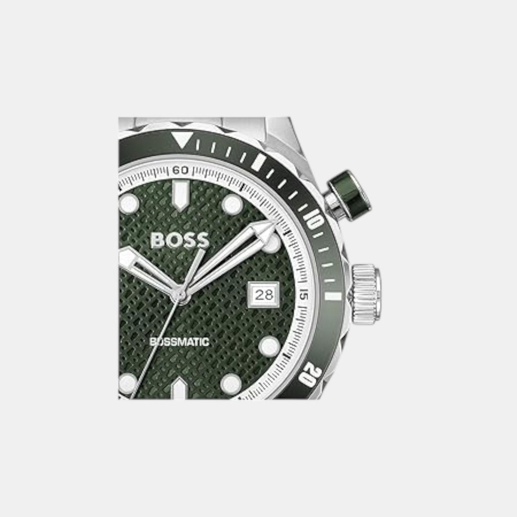 Bossmatic Men Automatic Dark Green Dial Analog Stainless Steel Watch 1514178