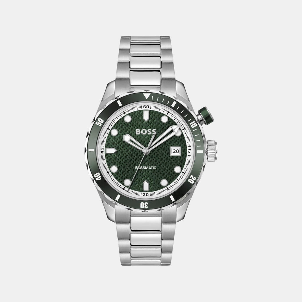 Bossmatic Men Automatic Dark Green Dial Analog Stainless Steel Watch 1514178