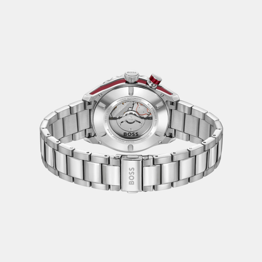 Bossmatic Men Automatic Red Dial Analog Stainless Steel Watch 1514179