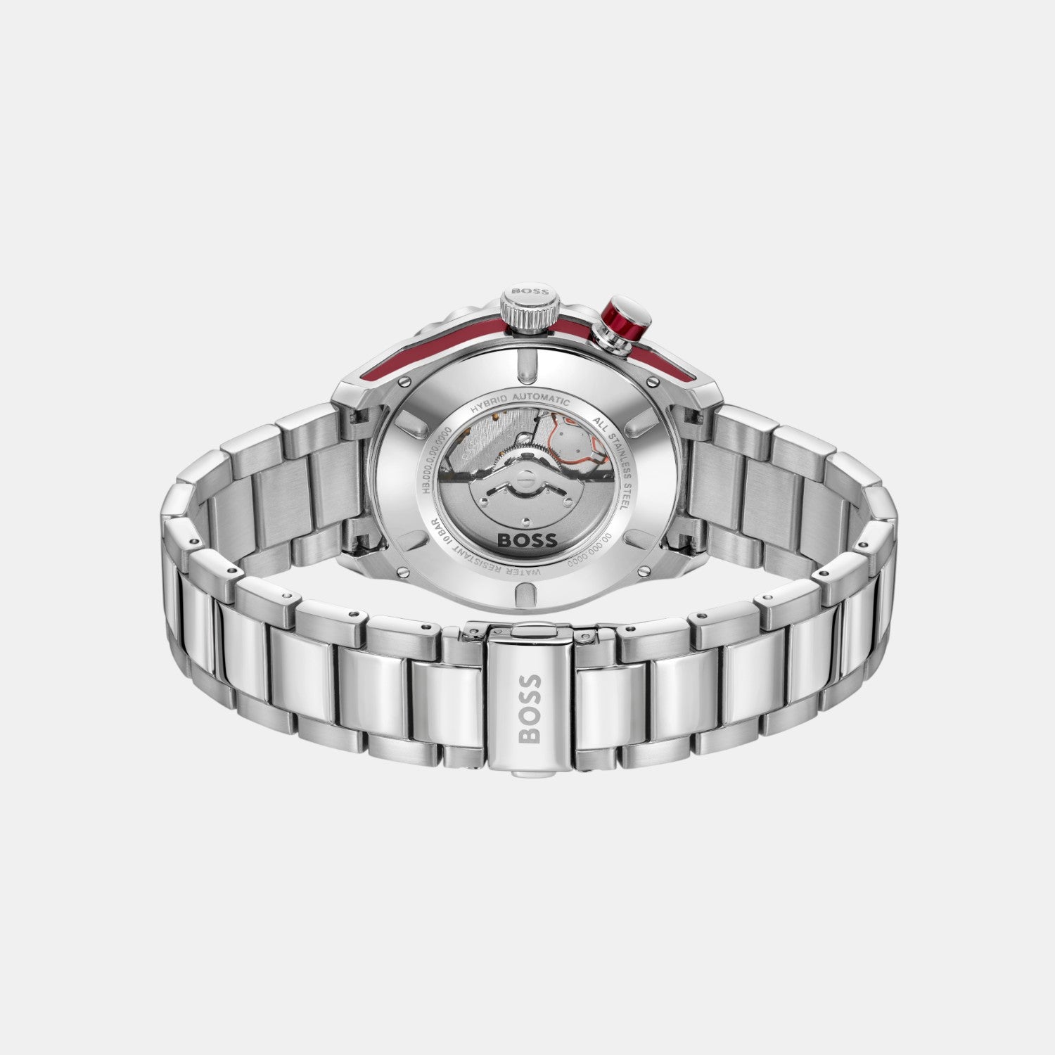 Bossmatic Men Automatic Red Dial Analog Stainless Steel Watch 1514179