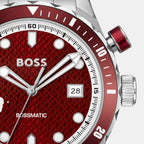 Bossmatic Men Automatic Red Dial Analog Stainless Steel Watch 1514179