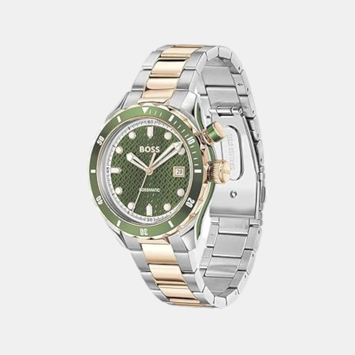 Boss Bossmatic Men Automatic Green Dial Analog Stainless Steel Watch 1514181