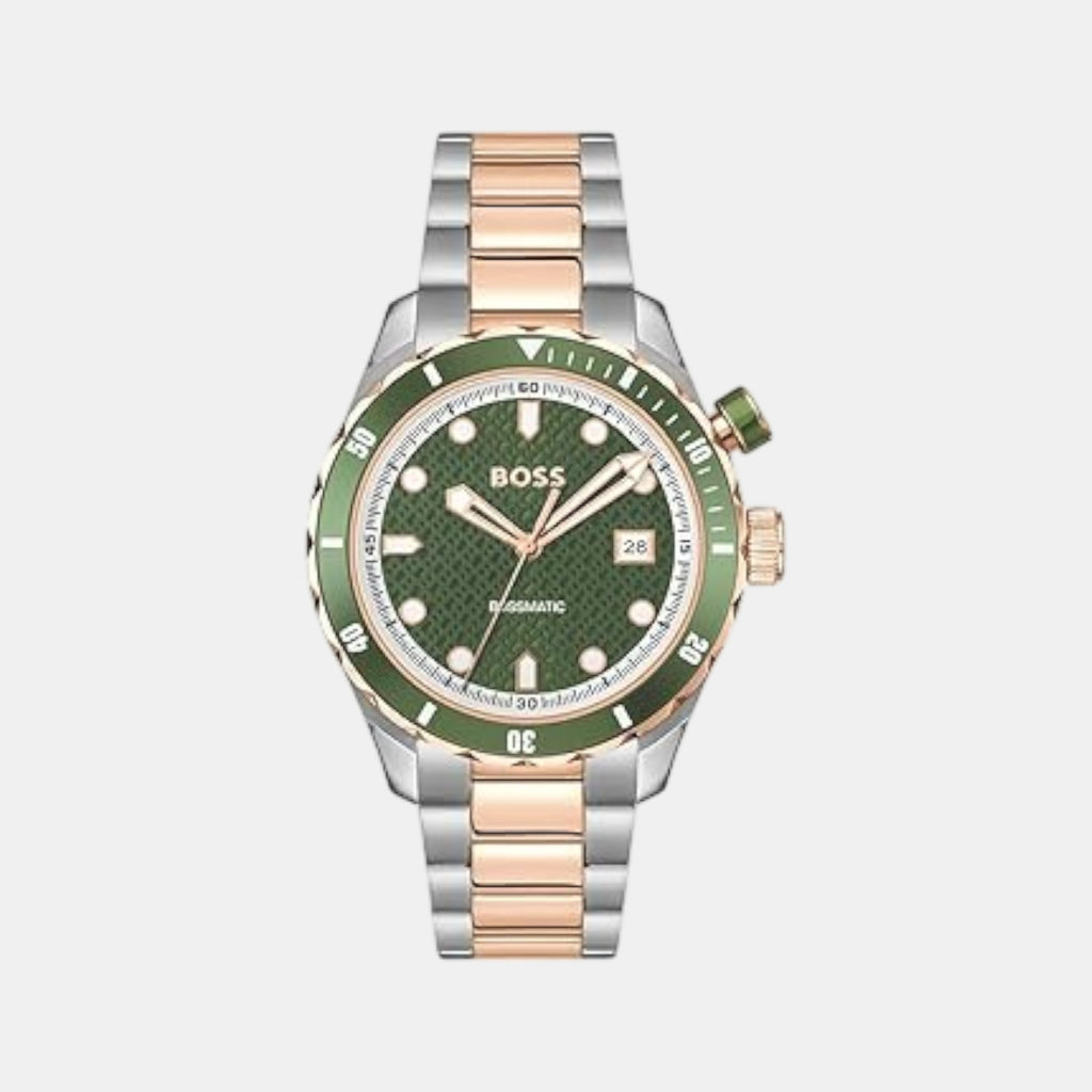 Bossmatic Men Automatic Green Dial Analog Stainless Steel Watch 1514181