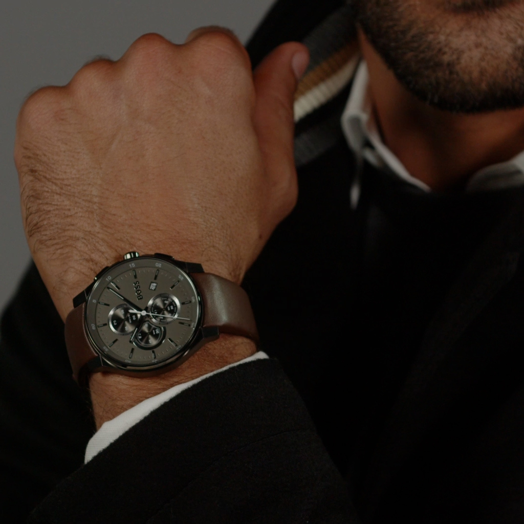 Boss Leather Grey watch