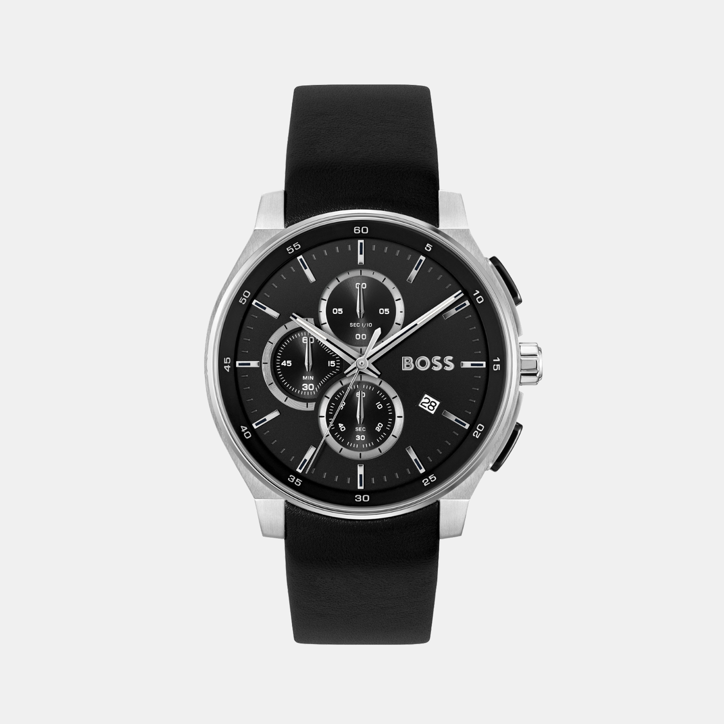 Men Quartz Black Dial Chronograph Leather Watch 1514188